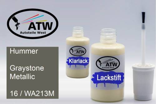 Hummer, Graystone Metallic, 16 / WA213M: 20ml Lackstift + 20ml Klarlack - Set, von ATW Autoteile West.